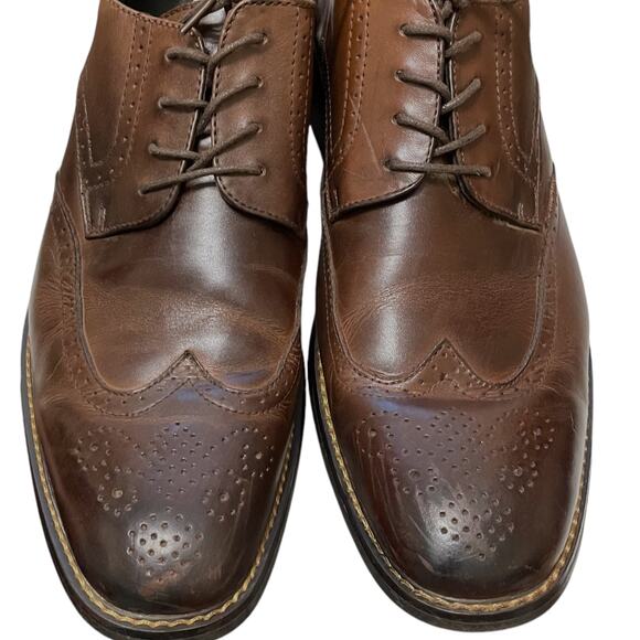 Men’s JOSEPH ABBOUD Walnut Leather Wingtip Lace Up Brogue Shoes VGUC - Picture 8 of 11